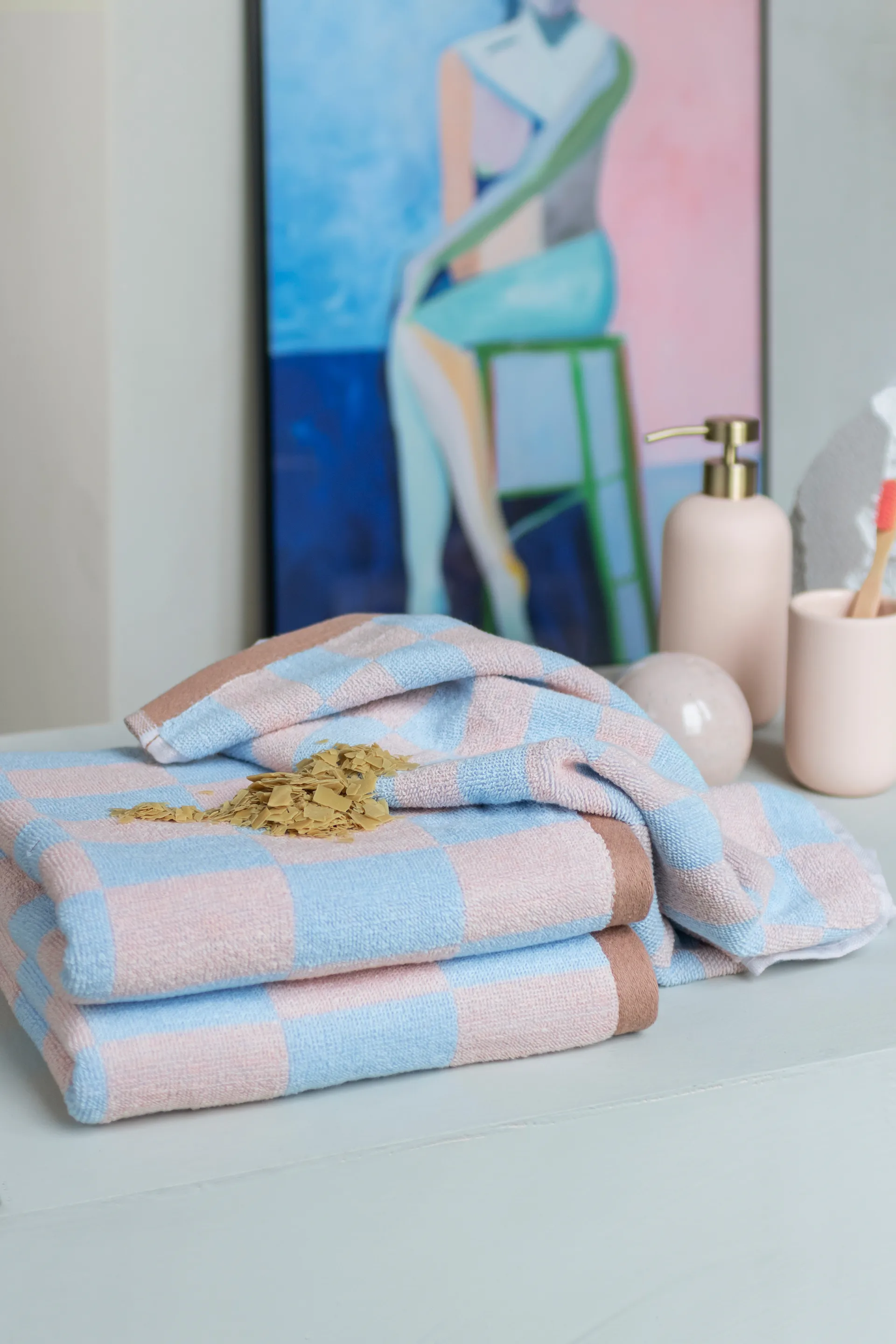 Retro handduk, Light blue, 50x90 cm Mette Ditmer