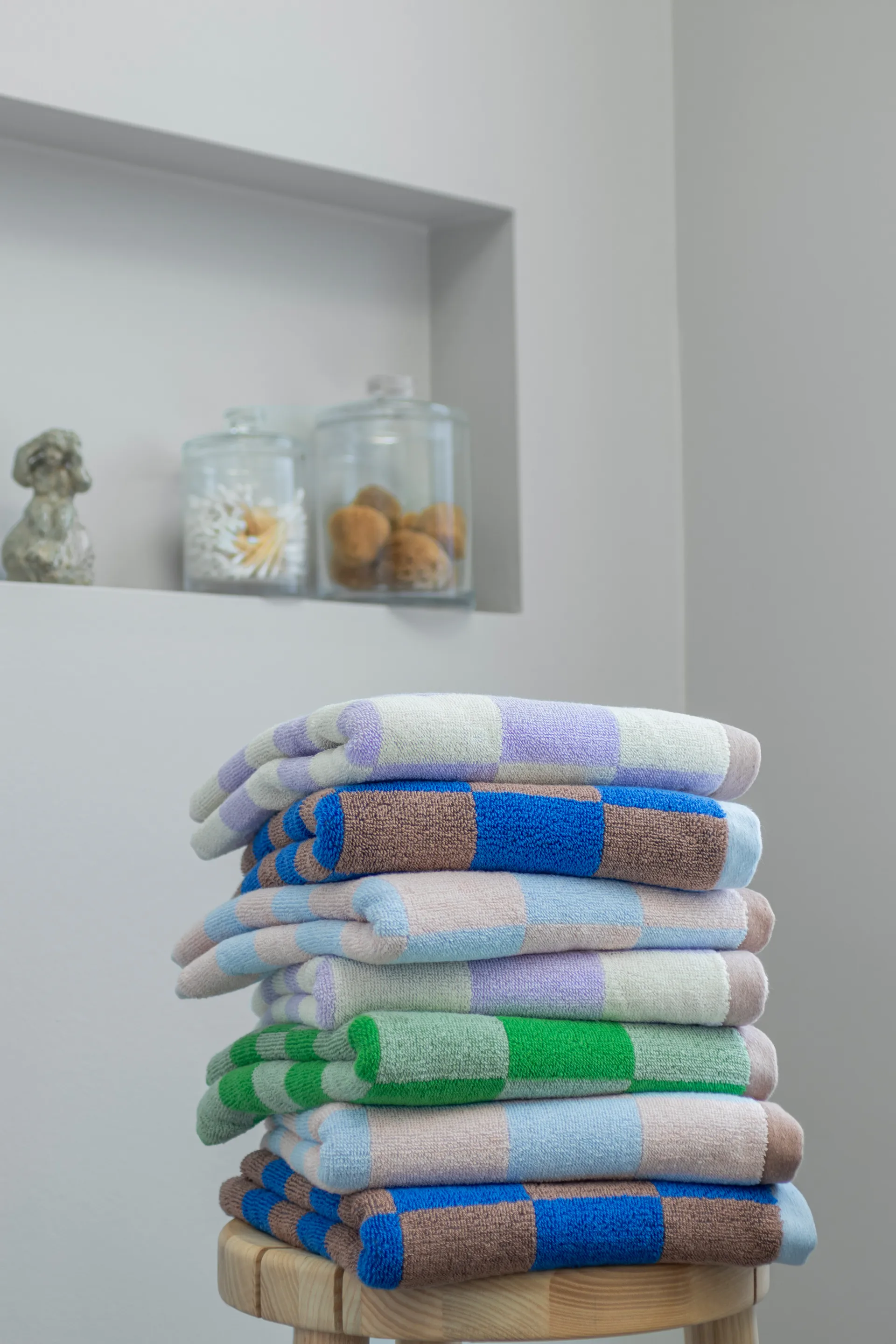 Retro handduk, Light blue, 70x133 cm Mette Ditmer