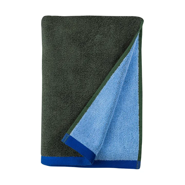 Soft handduk 50x90 cm - Dark olive-light blue - Mette Ditmer