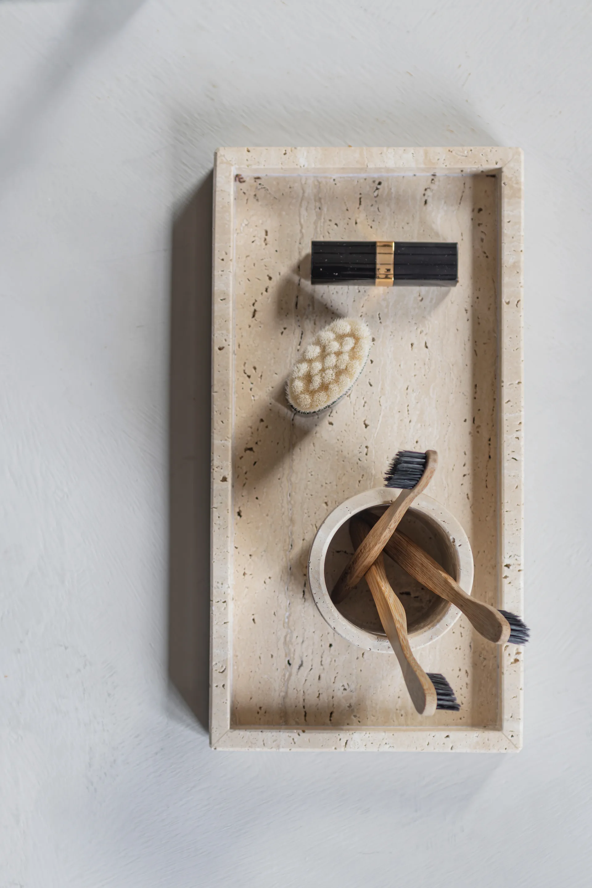 Travertine dekorationsbricka 16x31 cm, Linen Mette Ditmer