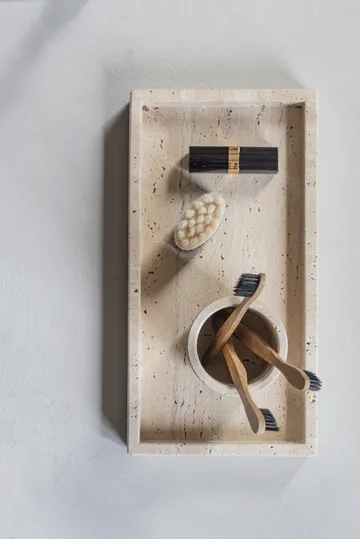Travertine dekorationsbricka 16x31 cm - Linen - Mette Ditmer