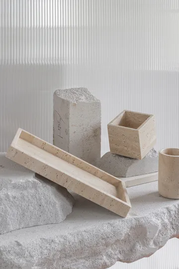 Travertine kub 10x10 cm - Linen - Mette Ditmer