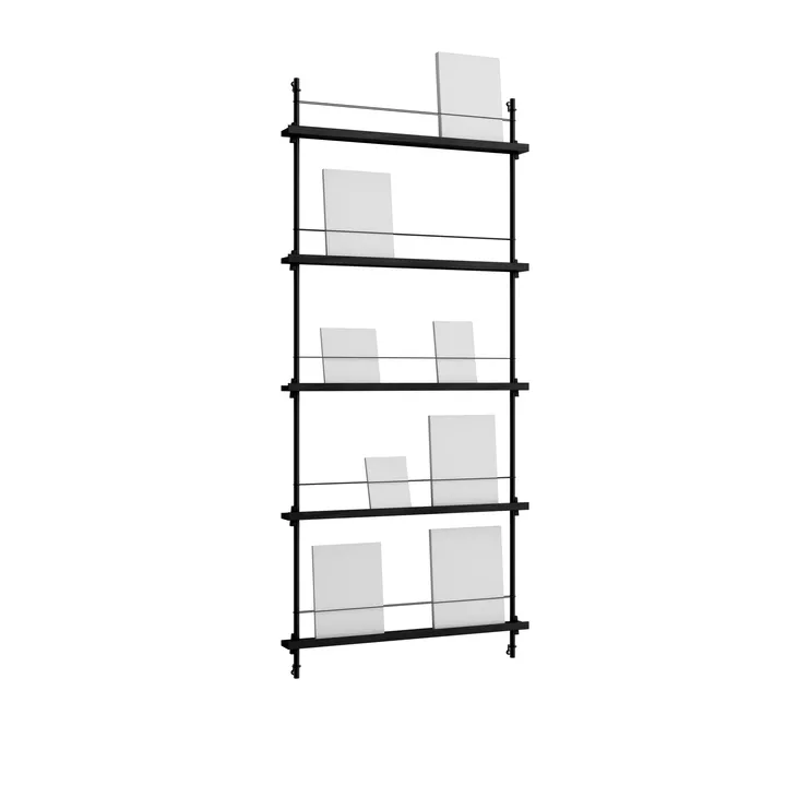 Magazine Shelving tidningsställ - Black, 85x180x7 cm, MS.180.1 - MOEBE