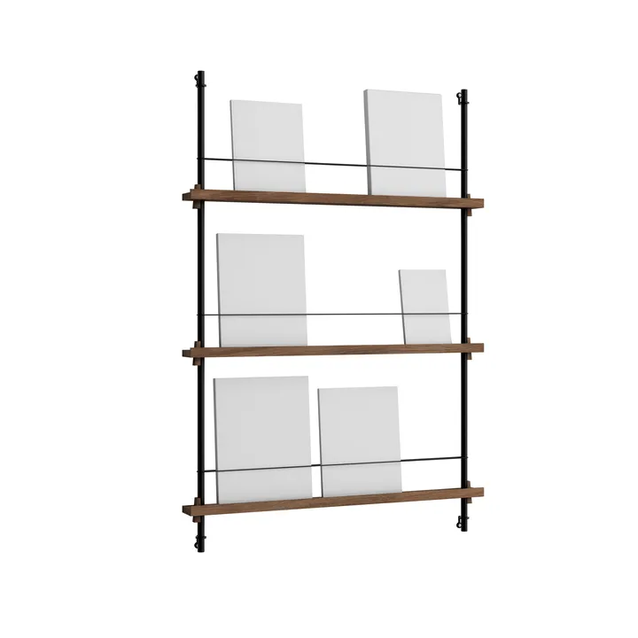 Magazine Shelving tidningsställ - Rökt ek-black, 85x115x7 cm, MS.115.1 - MOEBE