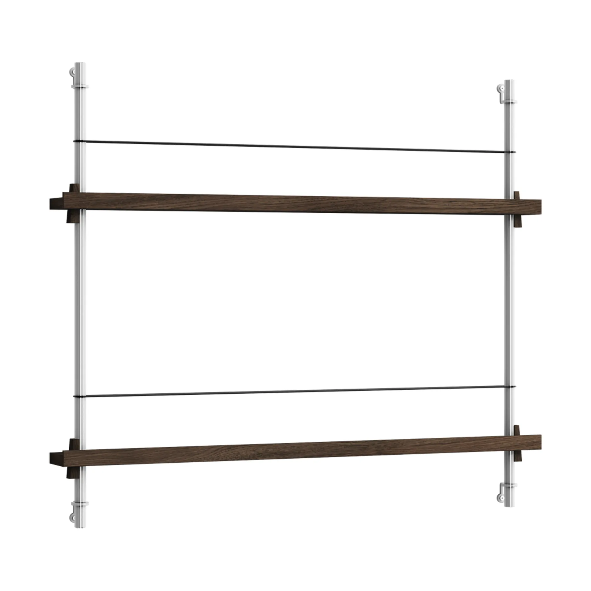 Magazine Shelving tidningsställ, Rökt ek-rostfritt stål, 85x65x7 cm, MS.65.1 MOEBE