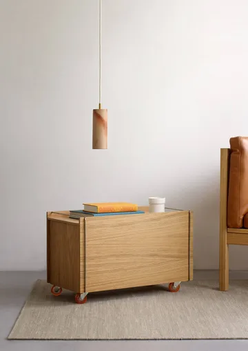 Moebe storage box - Rökt ek-rostfritt stål, med hjul, 33x60x31 cm - MOEBE