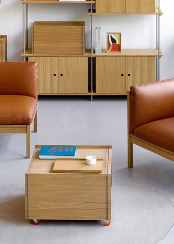 Moebe Storage Chest soffbord med förvaring - Oljad ek-rostfritt stål, 60x61x38.2 cm - MOEBE