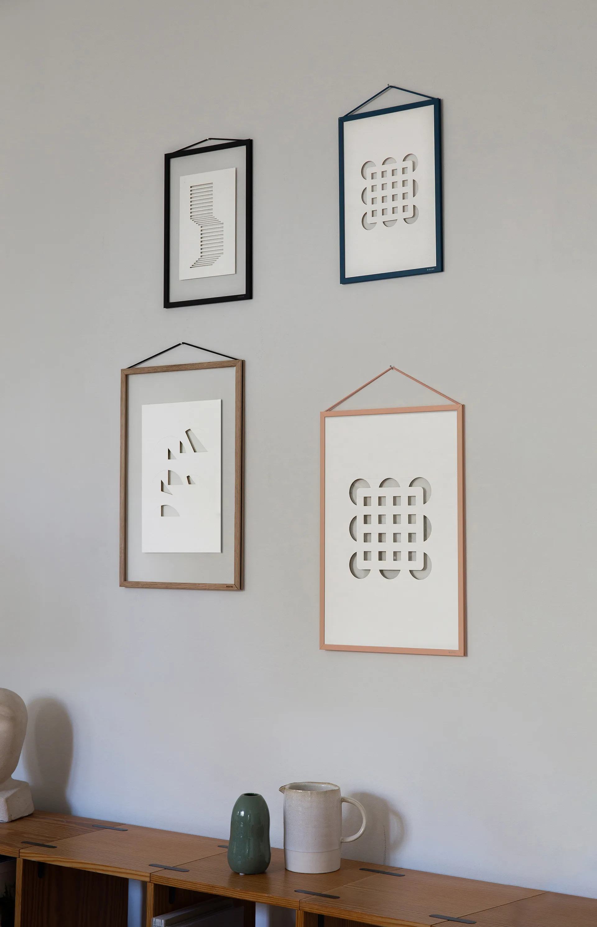 Relief konstverk circles & squares 21x29,7 cm, Off White MOEBE