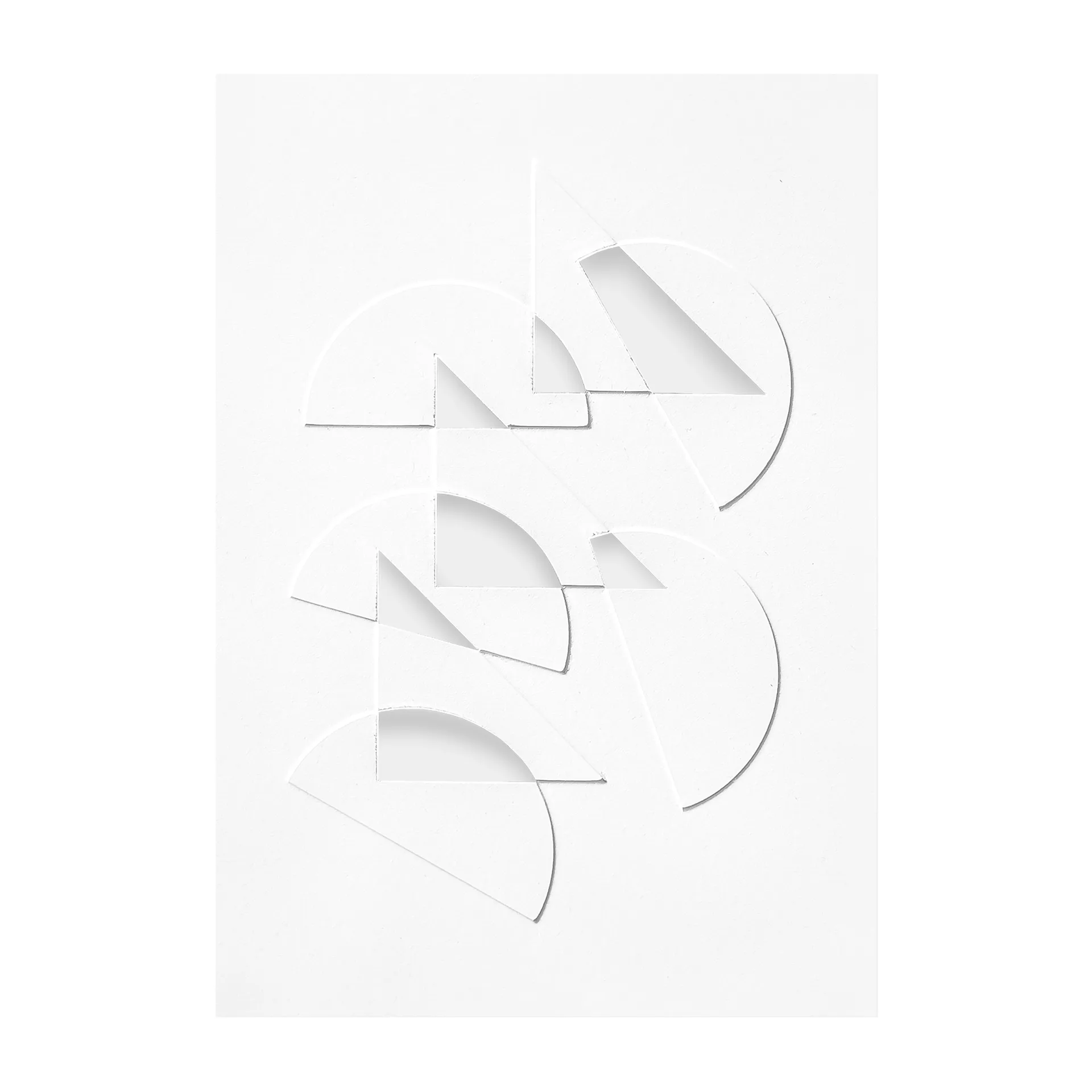 Relief konstverk half moons & triangles 21x29,7 cm, Off White MOEBE