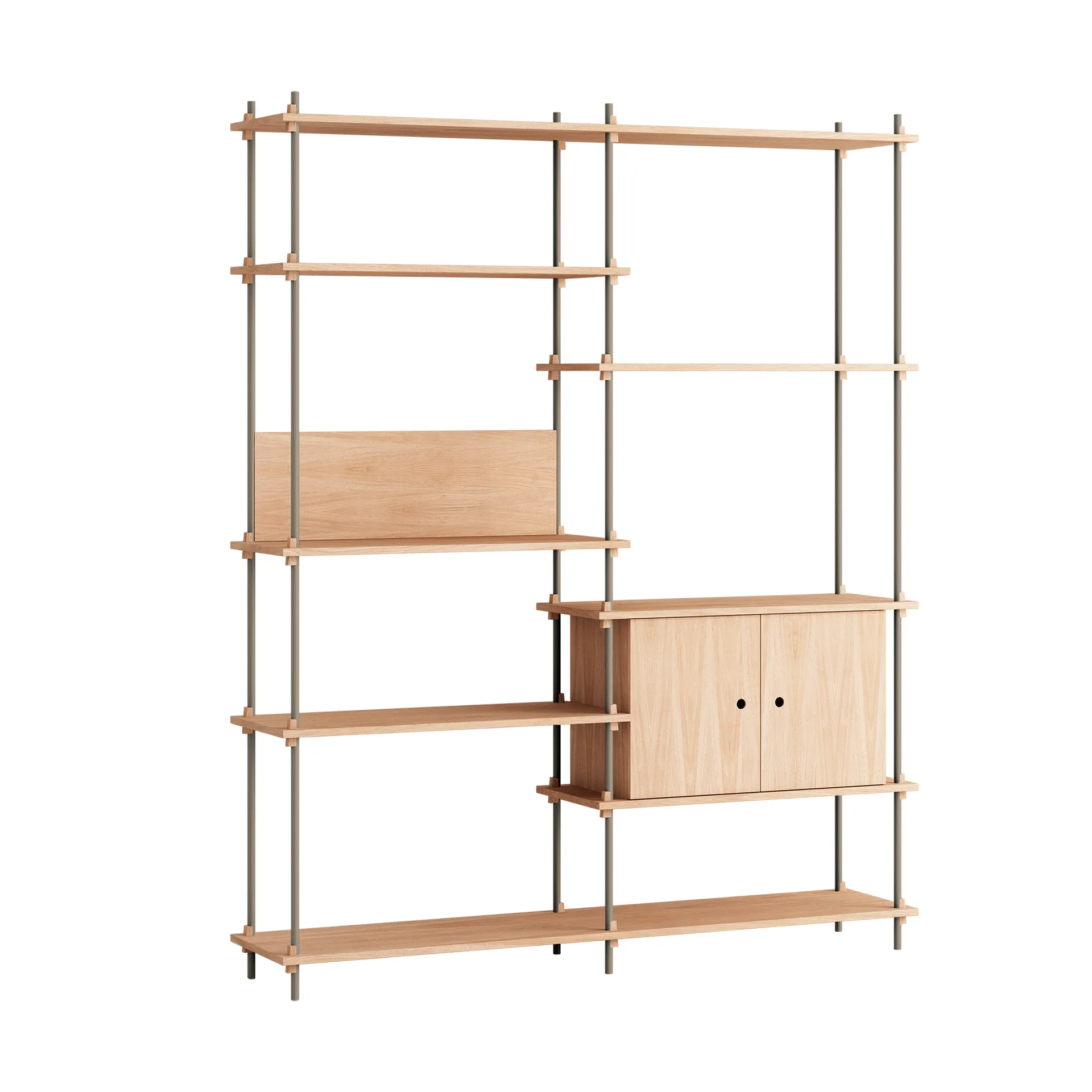 Shelving System hylla med skåp, Ek-warm grey, 163x200x35 cm, S.200.2.C MOEBE