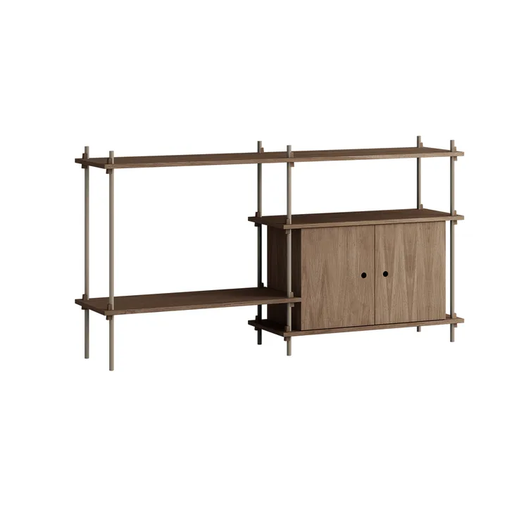 Shelving System hylla med skåp - Rökt ek-warm grey, 163x85x35 cm, S.85.2.C - MOEBE