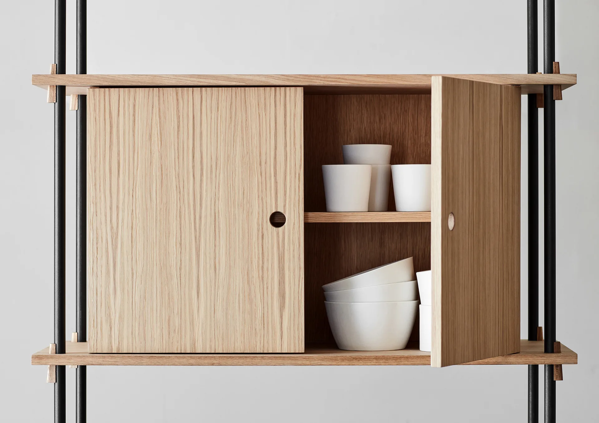 Shelving System hylla med skåp, Rökt ek-white, 163x200x35 cm, S.200.2.C MOEBE