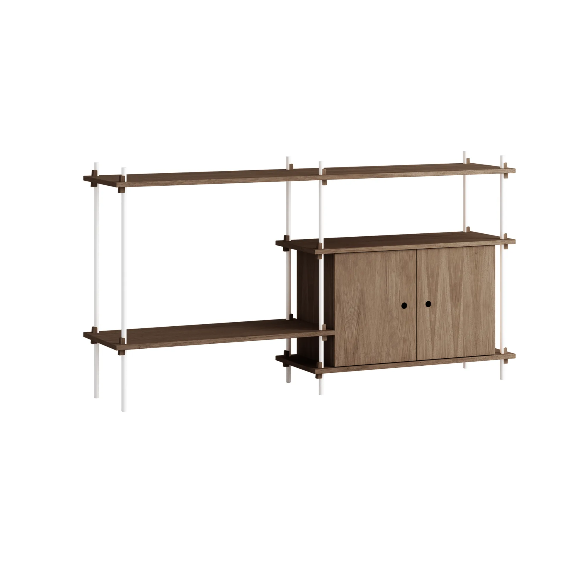 Shelving System hylla med skåp, Rökt ek-white, 163x85x35 cm, S.85.2.C MOEBE