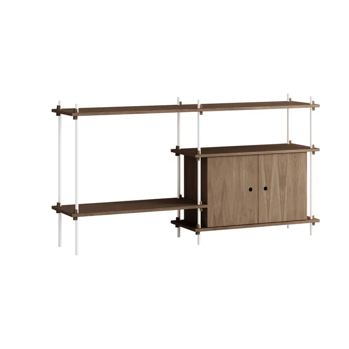 Shelving System hylla med skåp - Rökt ek-white, 163x85x35 cm, S.85.2.C - MOEBE