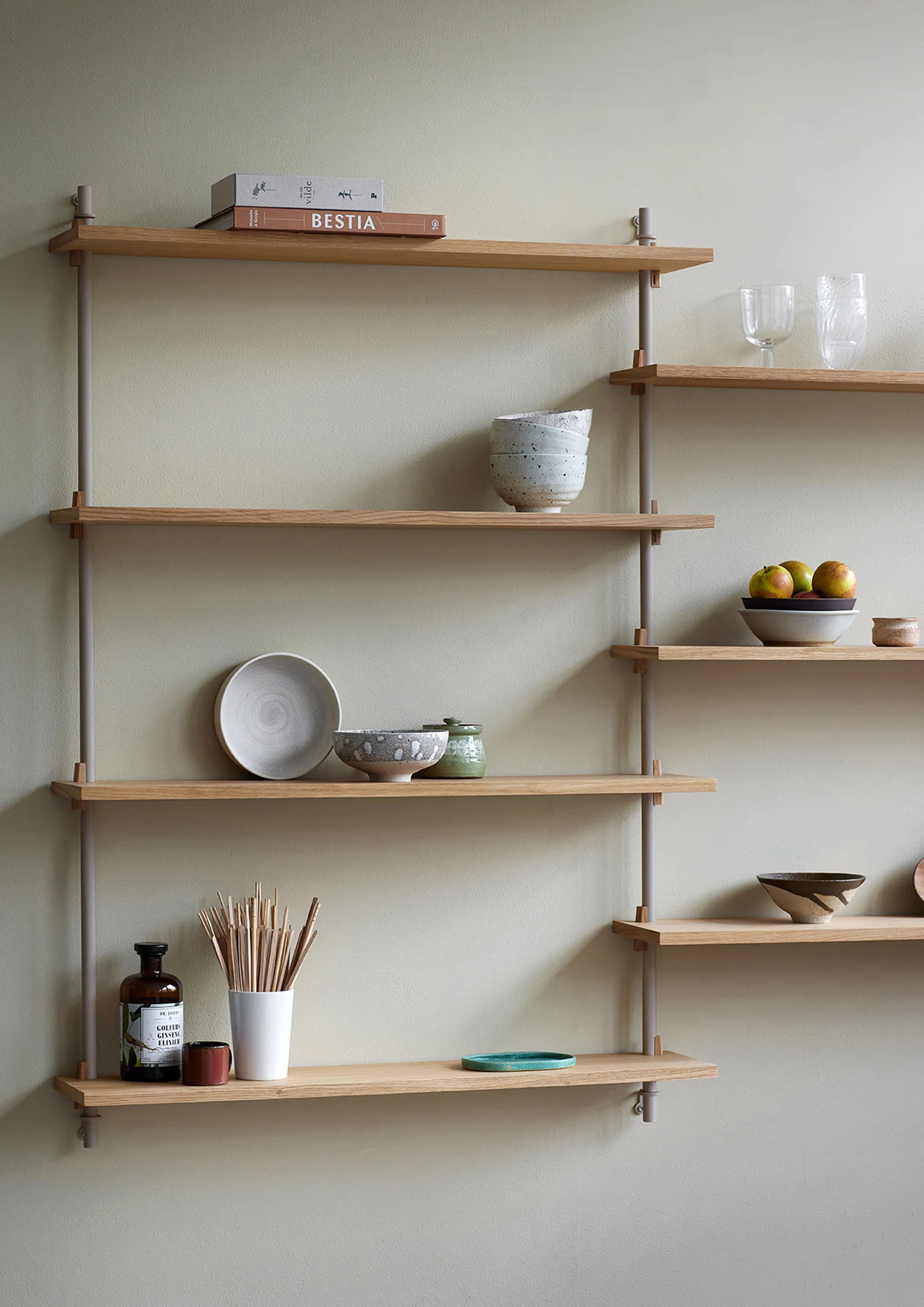 Wall Shelving vägghylla, Rökt ek-white, 92x65x17,5 cm, WS.65.1 MOEBE