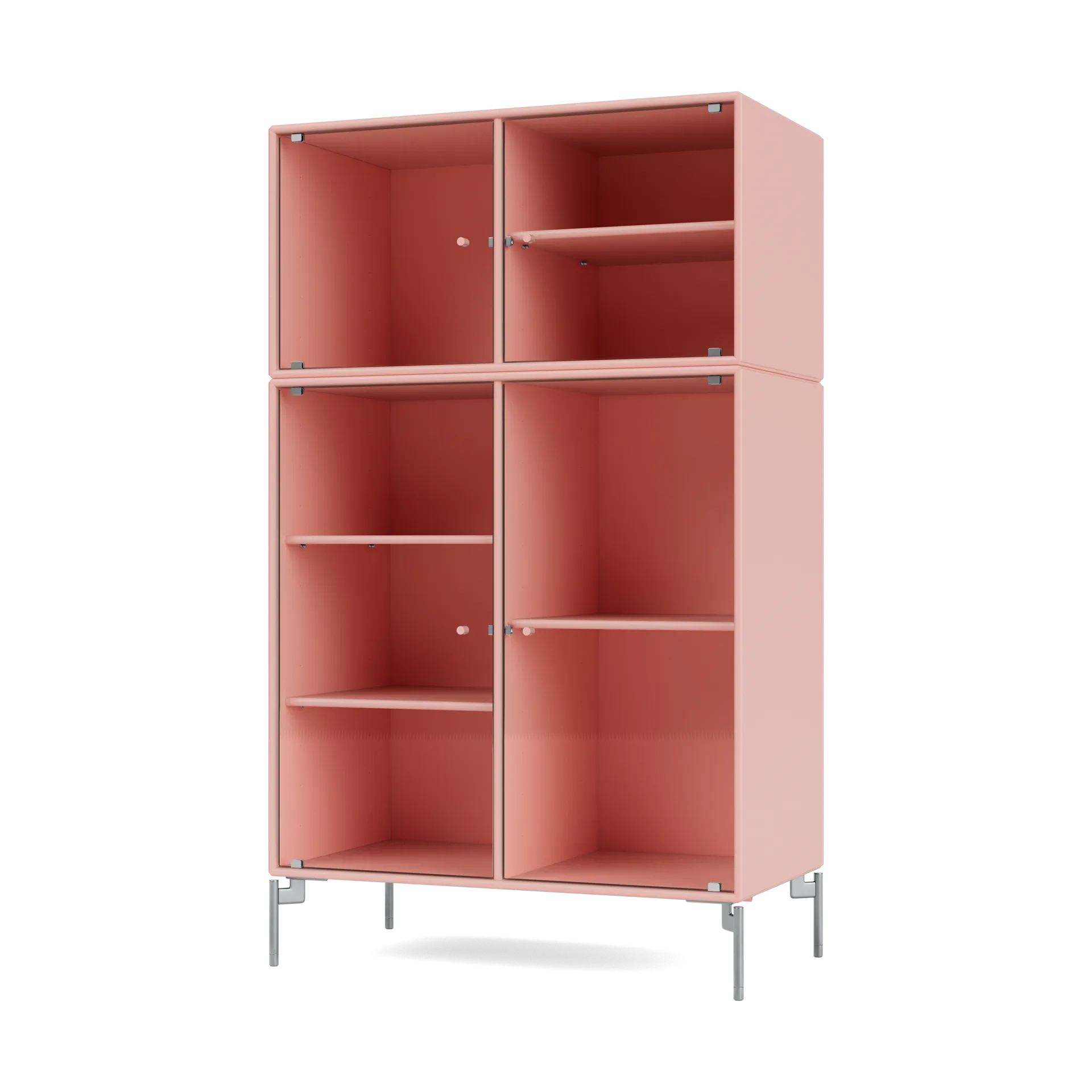 Ripple III vitrinskåp 69,6x117,6x38 cm, Ruby-ben chrome Montana