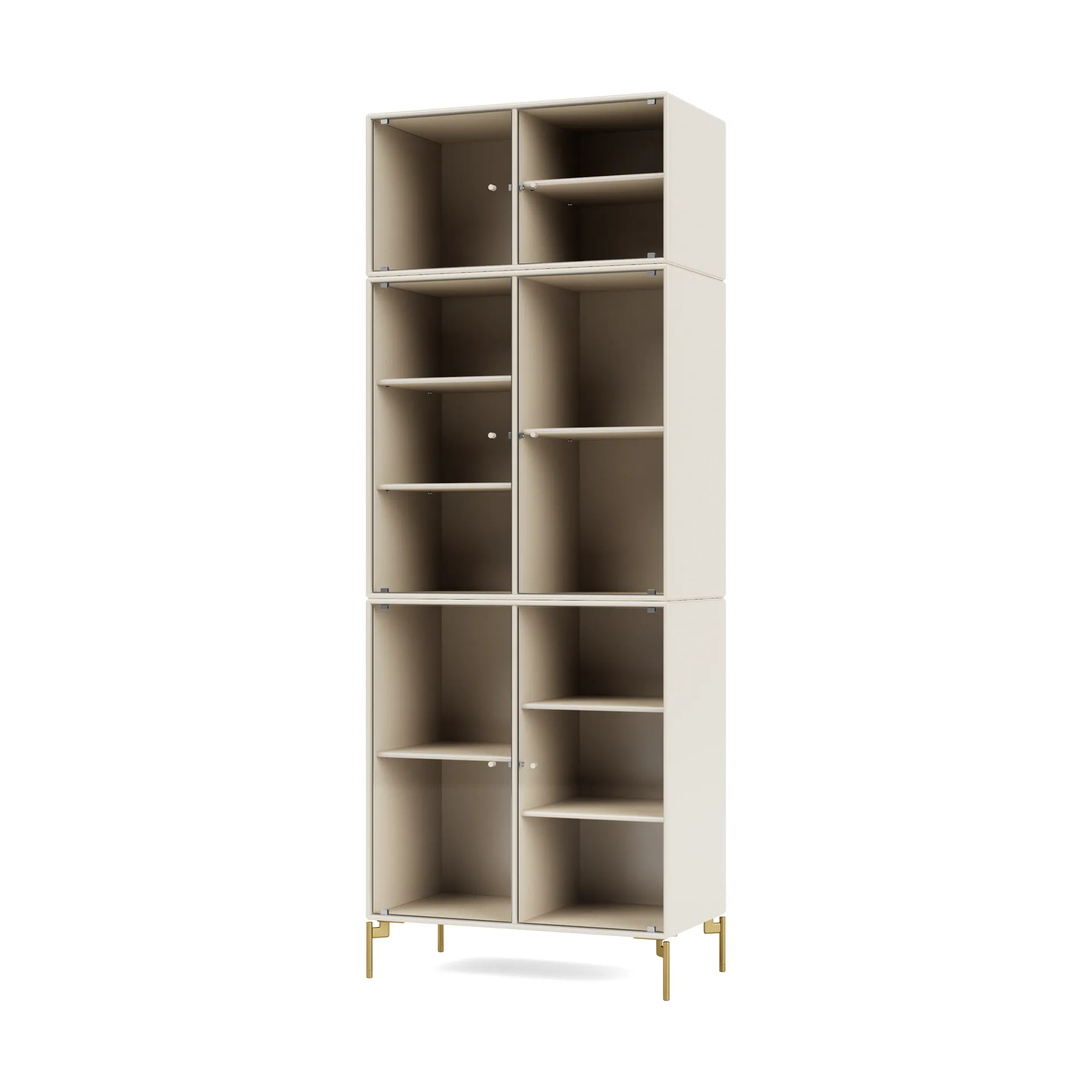 Ripple IV vitrinskåp 69,6x187,2x38 cm, Oat-ben brass Montana