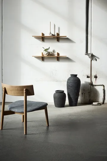 Tetra lounge chair - Betongfärgat tyg-naturoljad ek - MUUBS