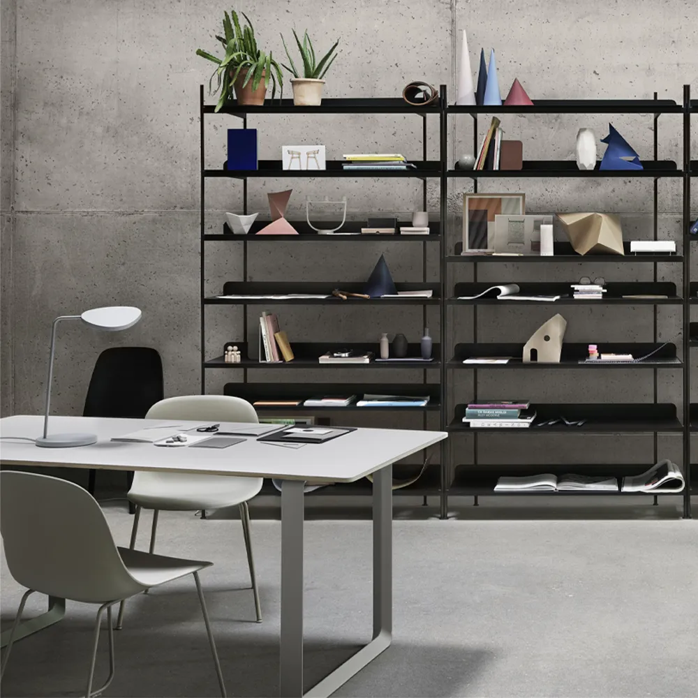 70/70 matbord 170x85 cm, Black linoleum-Plywood-White Muuto