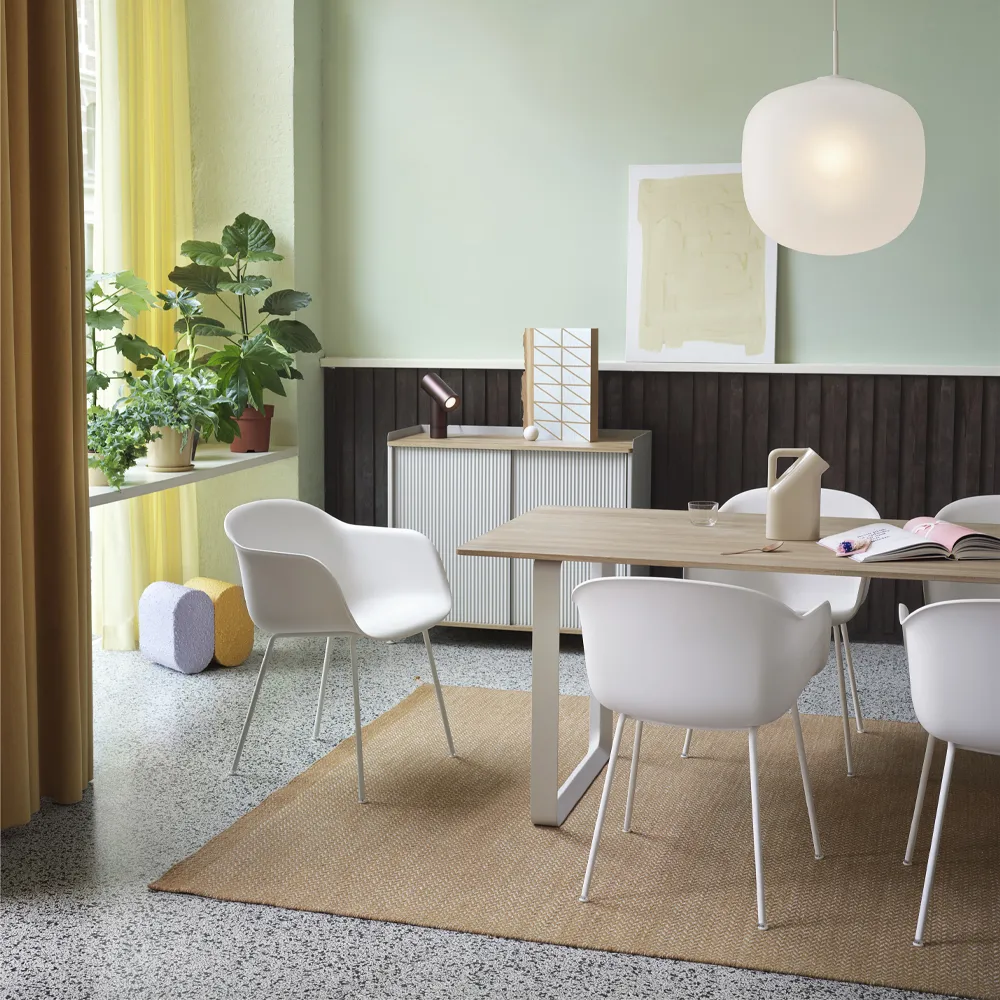 70/70 matbord 225x90 cm, Black linoleum-Plywood-Black Muuto
