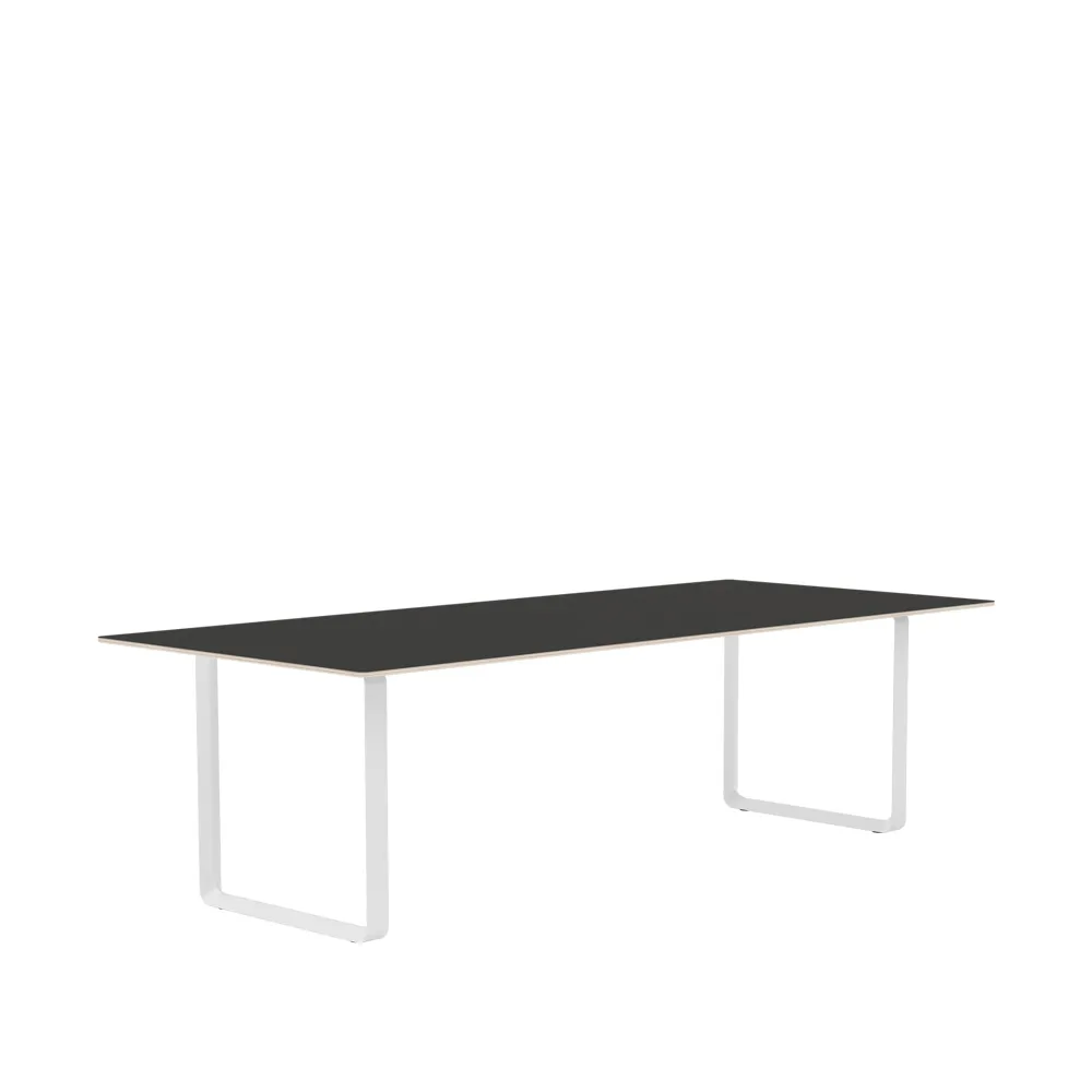 70/70 matbord 255x108 cm, Black linoleum-Plywood-White Muuto