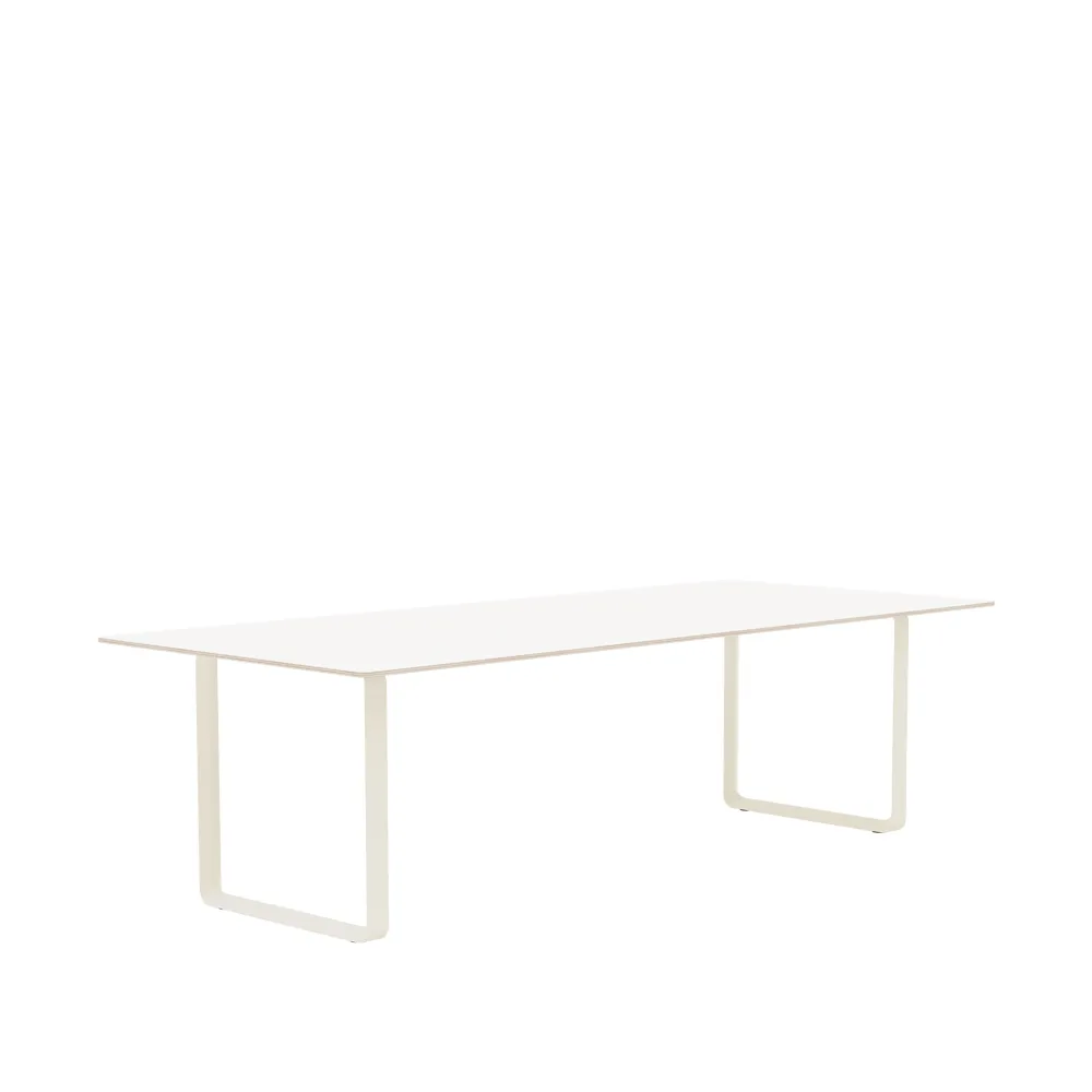 70/70 matbord 255x108 cm, White laminate-Plywood-Sand Muuto
