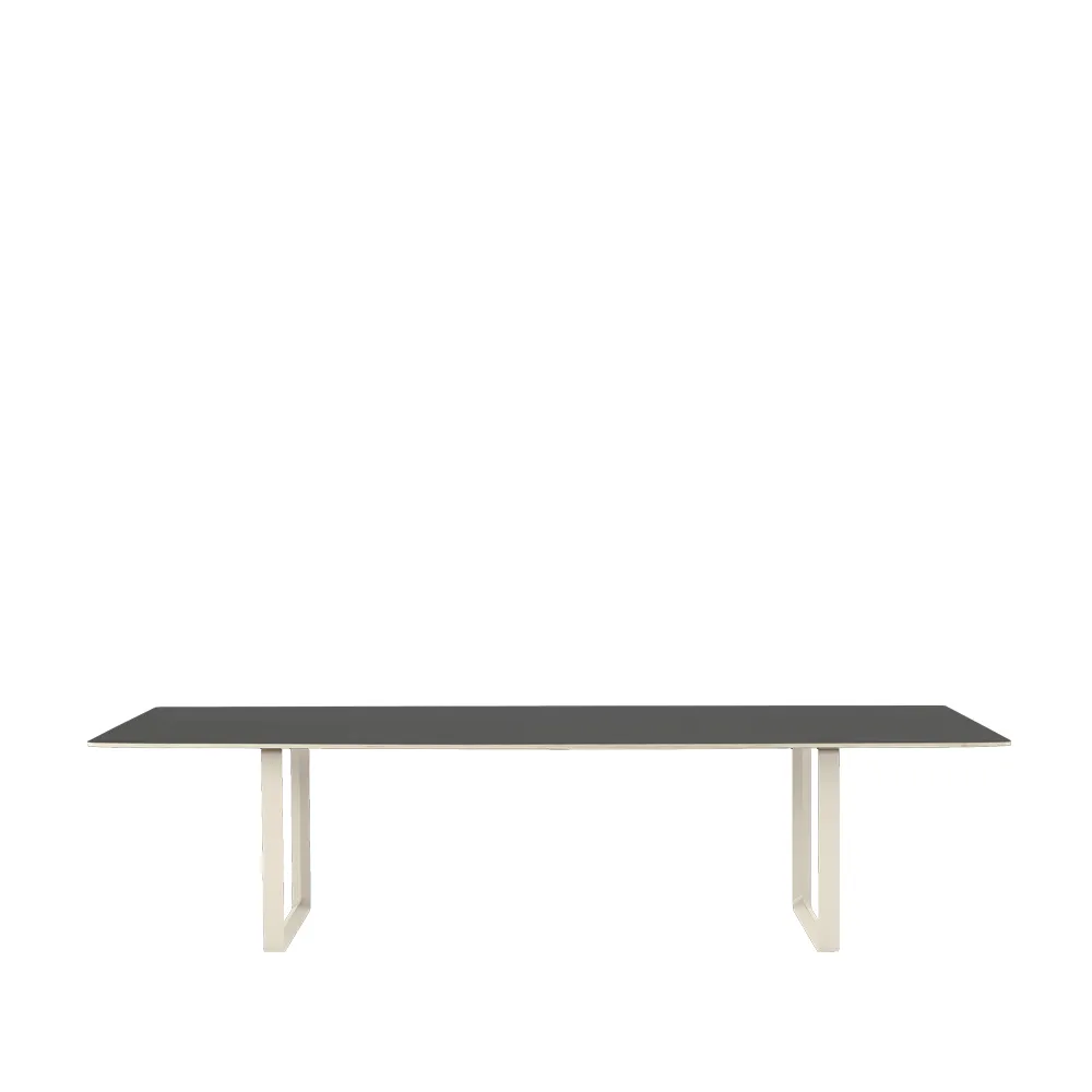 70/70 matbord 295x108 cm, Black linoleum-Plywood-Sand Muuto