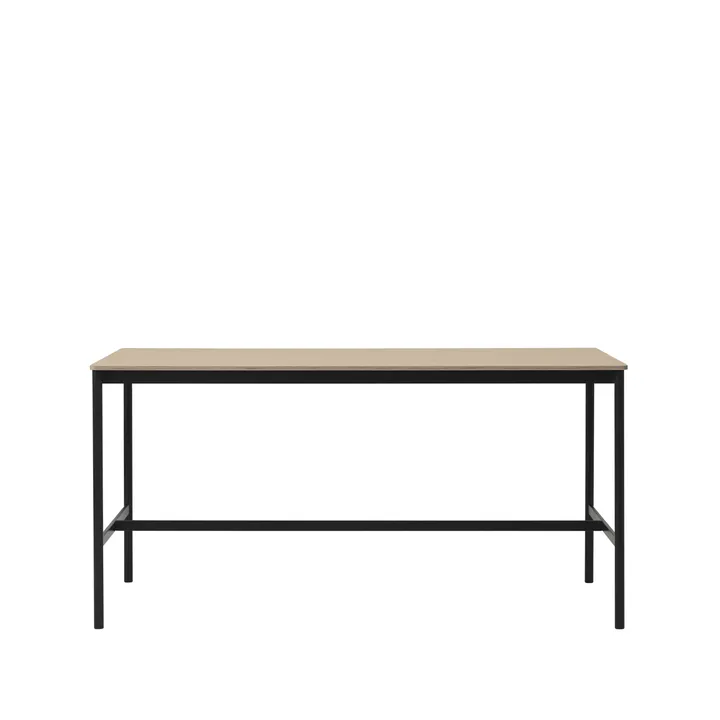 Base High barbord - oak, svart stativ, plywoodkant, b85 l190 h95 - Muuto