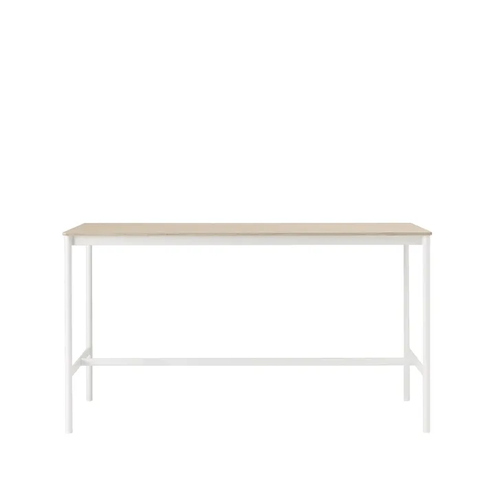 Base High barbord - oak, vitt stativ, plywoodkant, b85 l190 h105 - Muuto