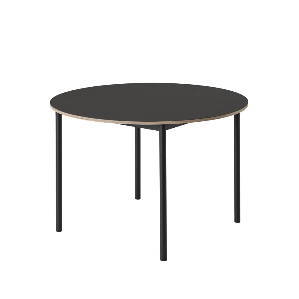 Base matbord runt Ø110 cm, Black linoleum-Plywood-Black Muuto