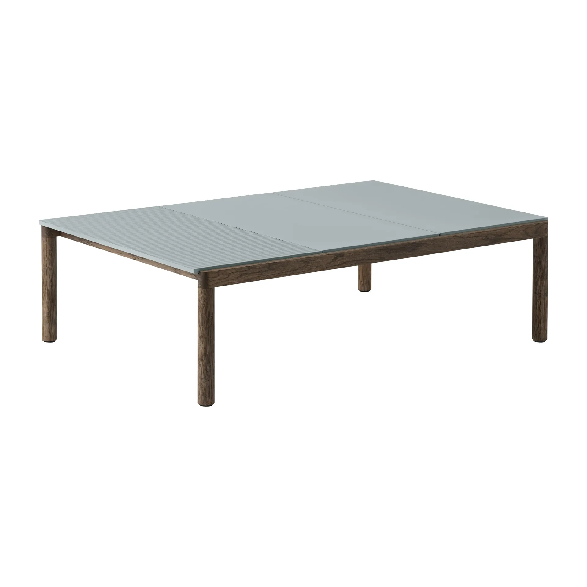 Couple 2 Plain-1 Wavy soffbord 120x84x35 cm, Pale blue-dark oiled oak Muuto