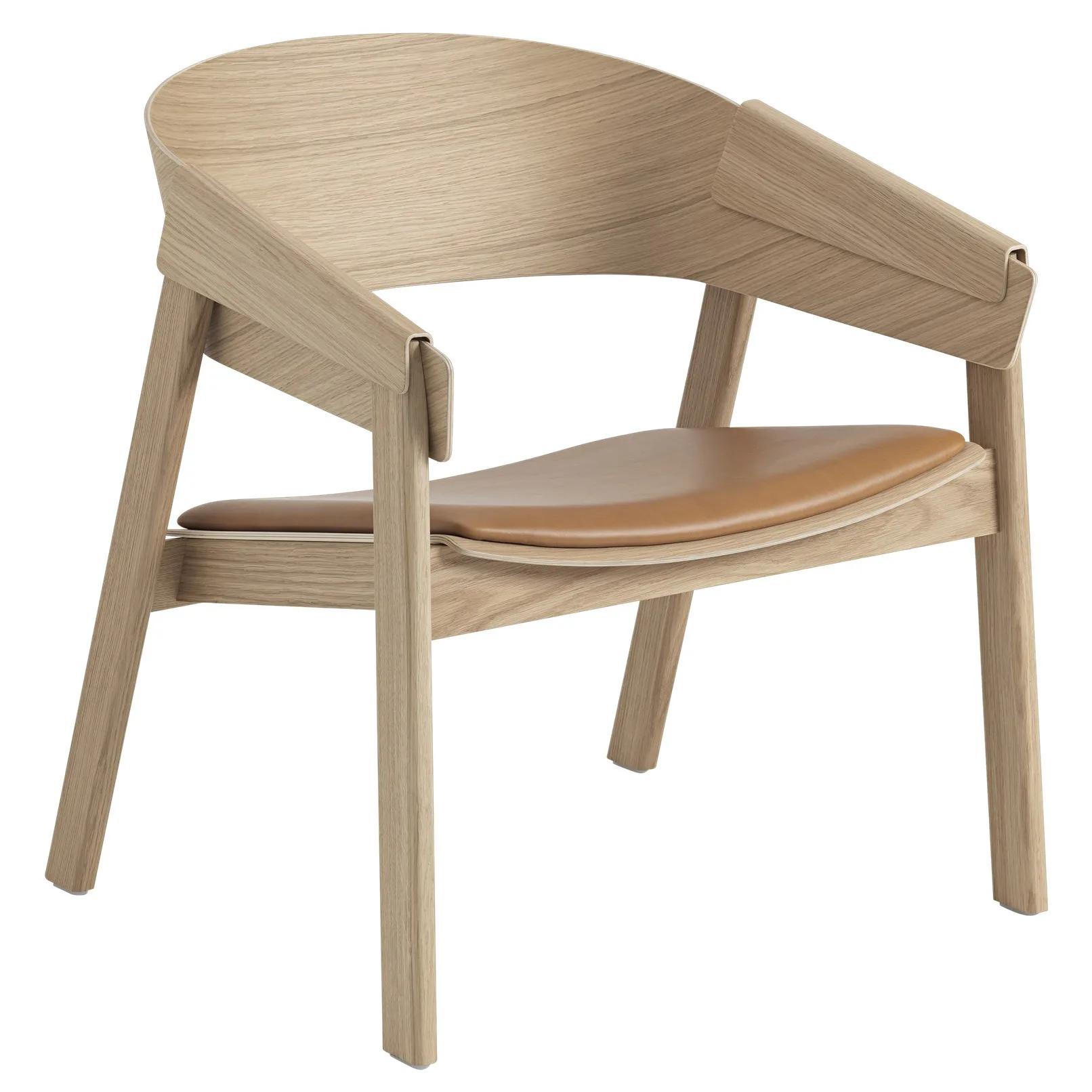 Cover loungestol, Refine leather cognac-oak Muuto