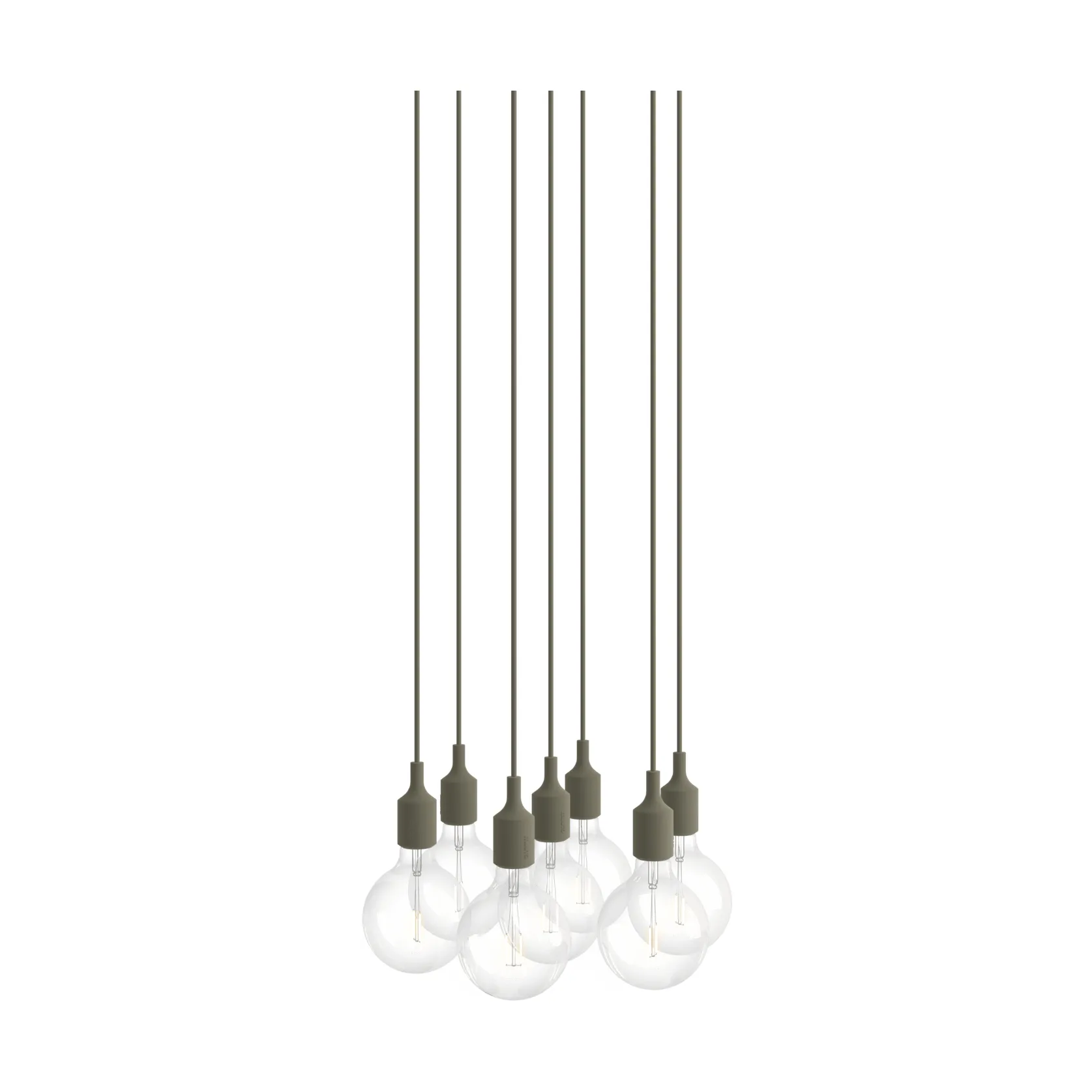 E27 Pendant Cluster 7 pendel, Olive Muuto