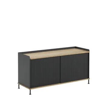Enfold Low sideboard - Black-Oak-Metal - Muuto