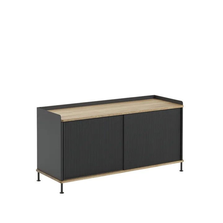 Enfold Low sideboard - Black-Oak-Metal - Muuto