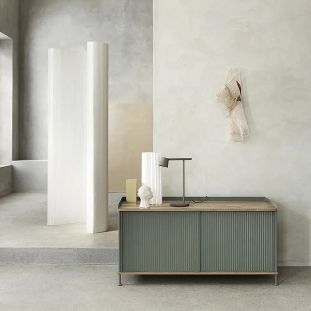 Enfold Low sideboard, Grey-Metal Muuto