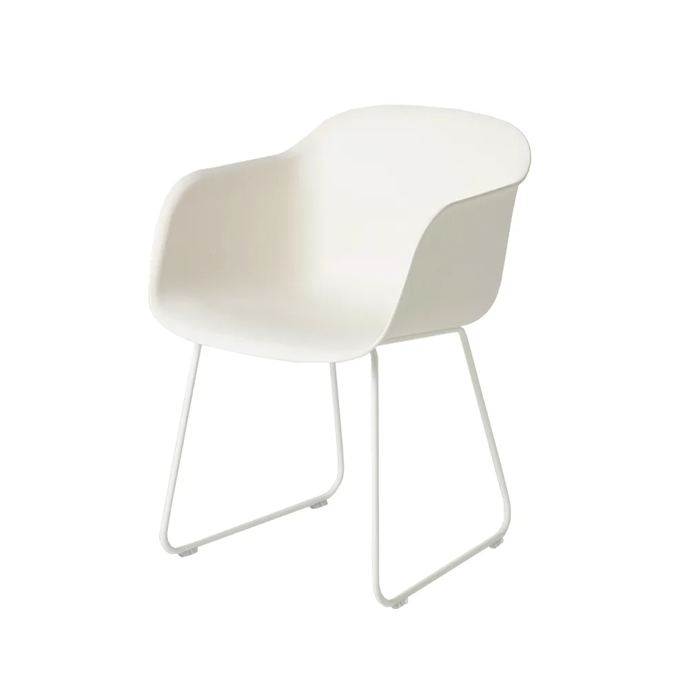 Fiber Karmstol tube base, Refine leather cognac-Black Muuto