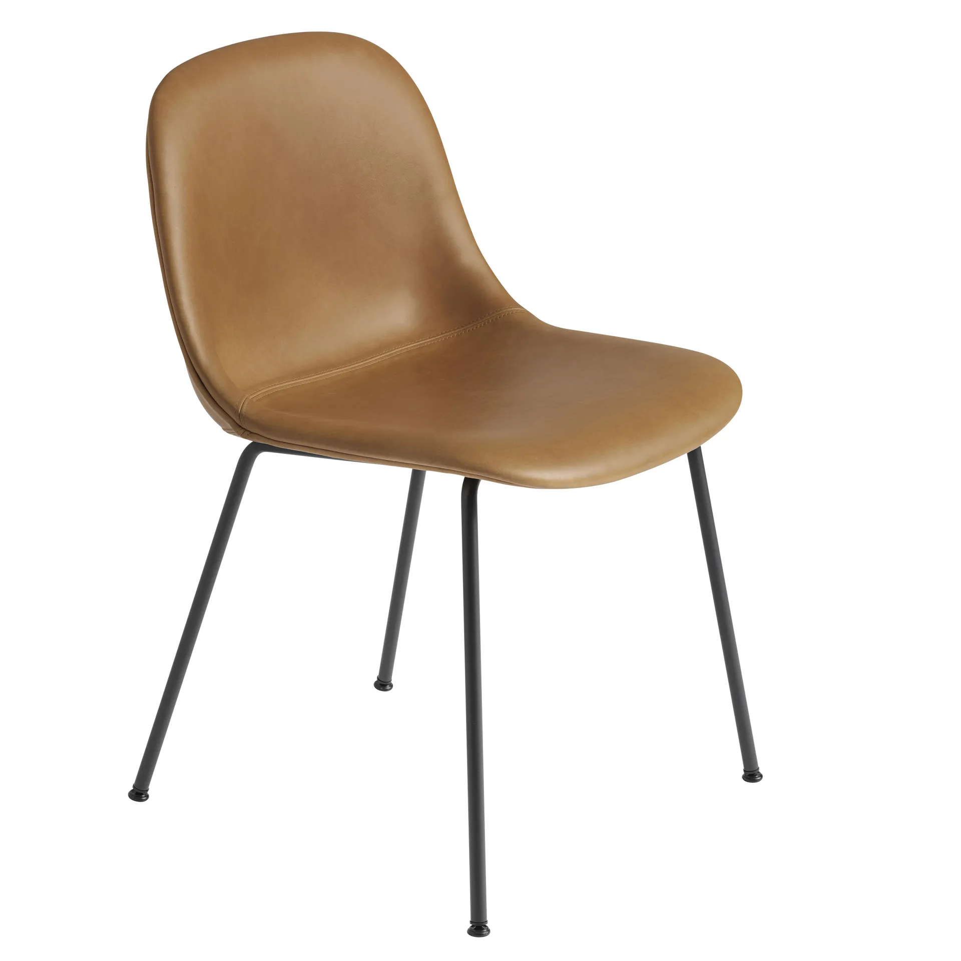 Fiber Side Chair med metallben, Refine leather cognac-Black Muuto