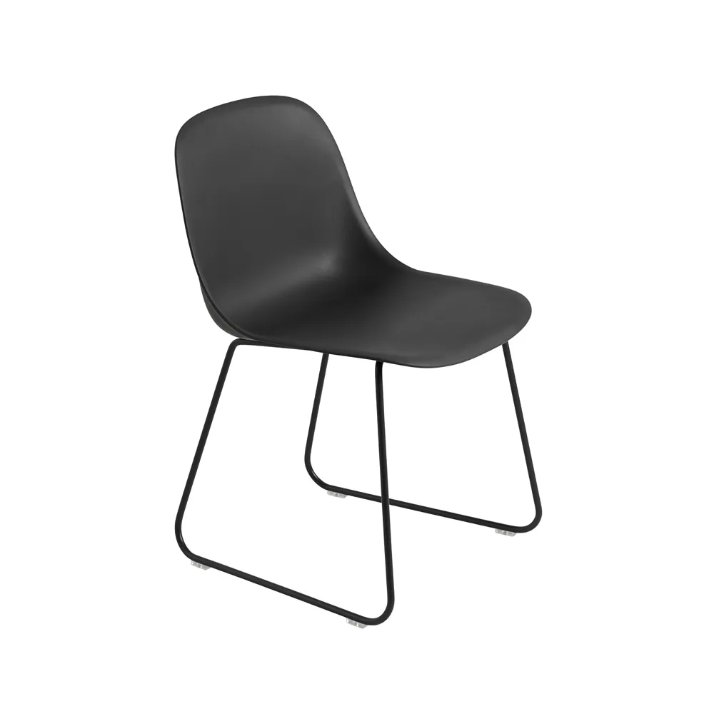 Fiber stol stålmedar plastsits, Black-Anthracite black Muuto