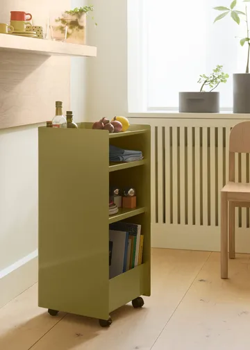 Folded Trolley rullvagn öppen - Dark beige green, 37,4x38,7x37,2 cm - Muuto