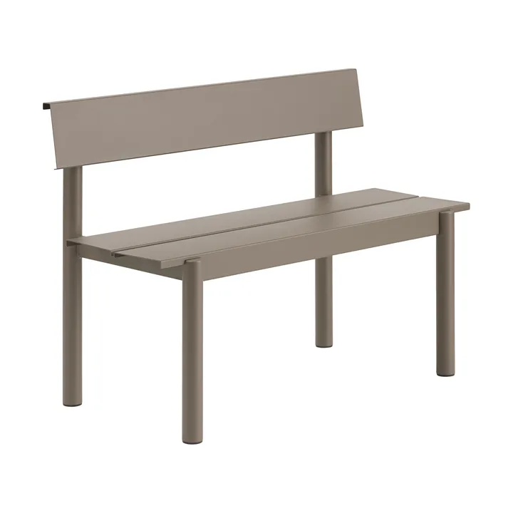 Linear Steel bänk med ryggstöd - Taupe, 110x34 cm - Muuto