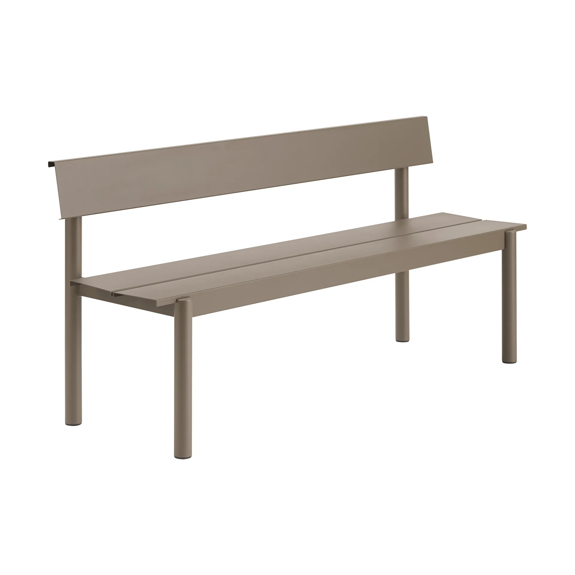 Linear Steel bänk med ryggstöd, Taupe, 170x34 cm Muuto