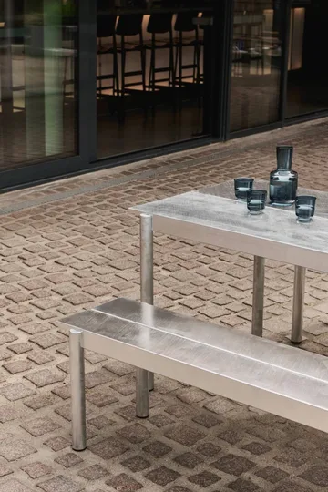 Linear Steel bord 200x75 cm - Warm galvanized steel - Muuto