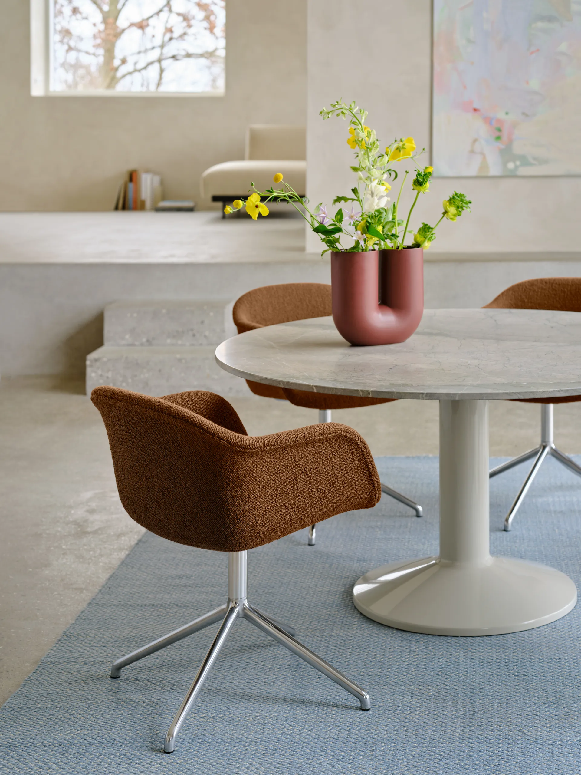 Midst pelarbord, Grey marble-grey, Ø140 cm Muuto