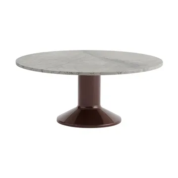 Midst soffbord - Grey marble-dark red, Ø90 cm - Muuto