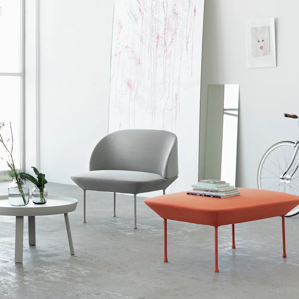 Oslo pouf, Steelcut 550-Tangerine Muuto