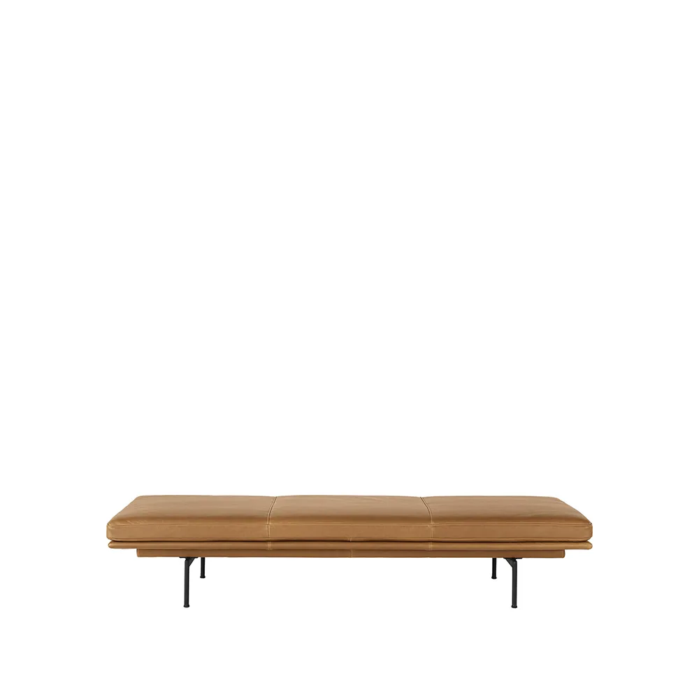 Outline dagbädd, Refine leather cognac-Black Muuto
