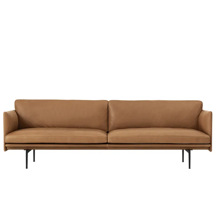 Outline soffa 3-sits läder - Cognac-svarta ben - Muuto