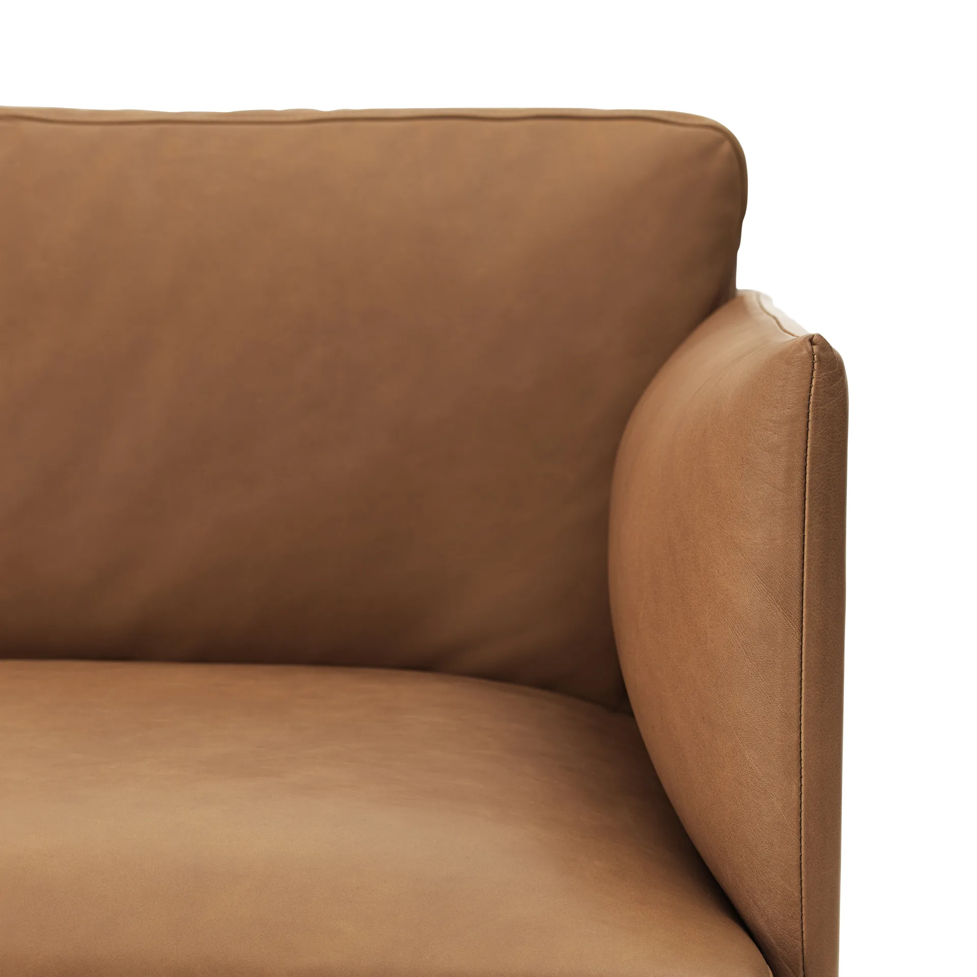 Outline soffa 3-sits läder, Cognac-svarta ben Muuto
