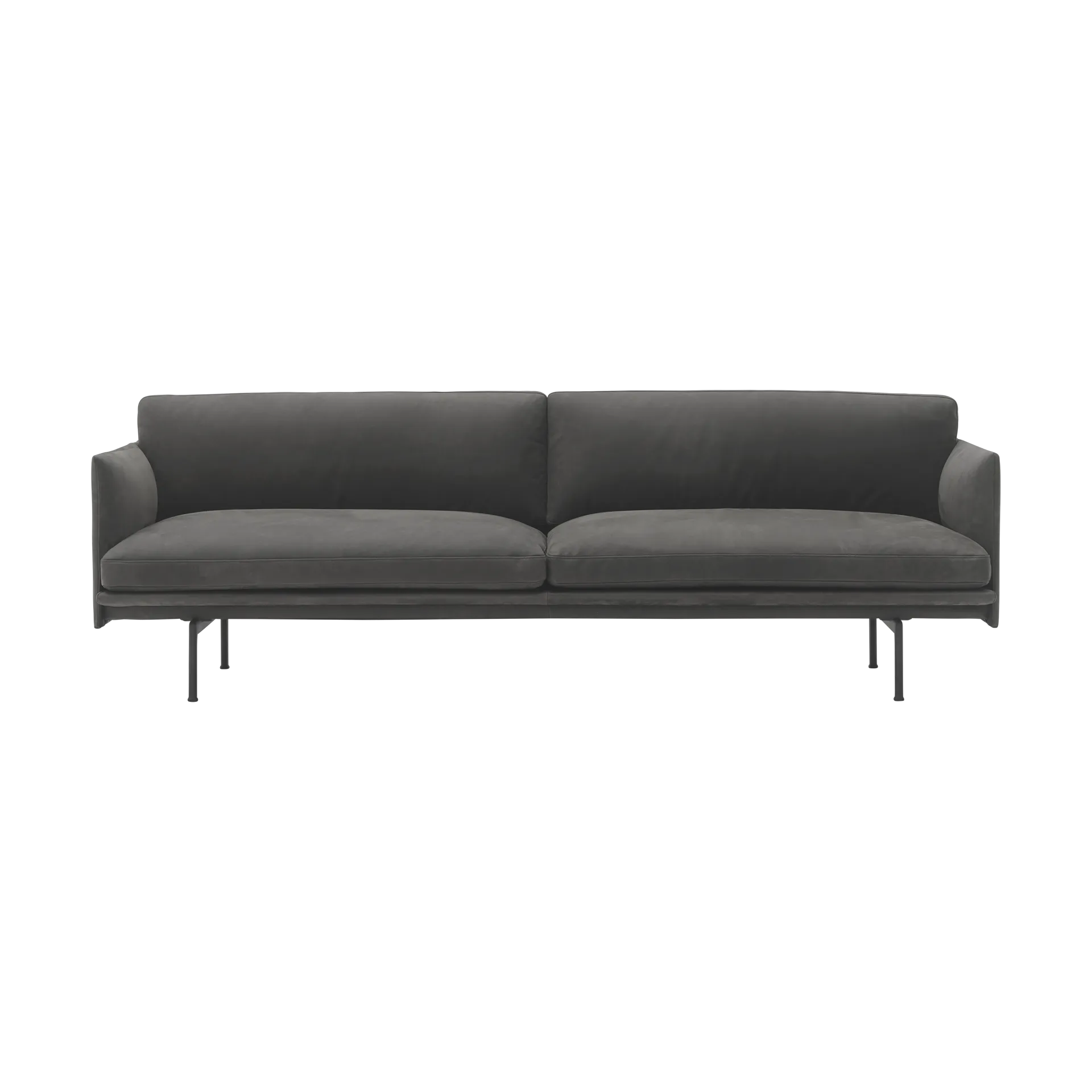 Outline soffa 3-sits läder, Grace leather Camel-svarta ben Muuto